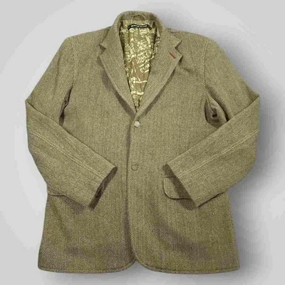 DKNY Jeans Blazer Sport Coat Mens 42R Vtg 90s Wool Blend Academia Herringbone  - Image 1 of 4