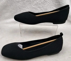 Dream Pairs Women 10 Black Knit Flat Shoes Square Toe Lightweight Comfort Flats - Picture 1 of 8
