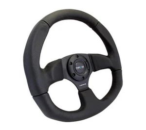 NRG Deep Dish 330MM Reinforced Black Leather D Shape 3 Spoke Steering Wheel - Picture 1 of 2