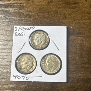 (3) 1958-1961-1962-10C Roosevelt Dime Toned - Picture 1 of 3