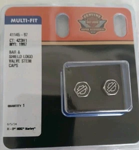 Harley OEM Original Bar and Shield ABS Valve Stem Caps Multi Fit Black Chrome - Picture 1 of 5