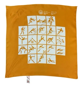 VTG 70S 1976 MONTREAL OLYMPICS ORANGE WHITE SPORTS COMMEMORATIVE SCARF - Picture 1 of 4