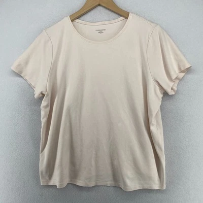 EILEEN FISHER Top 1X Organic Cotton Interlock Jersey Crewneck Short Sleeve Pink - Image 1 of 4