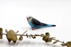 Miniature Bird - Blue Parrot Budgerigar / Budgie - Fairy Garden - Picture 1 of 3