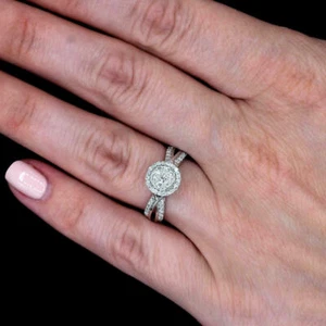 0.40Ct Natural Diamond Wedding Engagement Ring 10K Solid White Gold - Picture 1 of 3