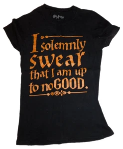 Harry Potter Black T-Shirt Juniors S I Solemnly Swear That I Am Up To No Good - Picture 1 of 2