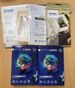 Bundle Of 2 x Packs Photo Cards 10 x 15cm 100 Sheets & 3 Opened Epson Packets - Picture 1 of 11