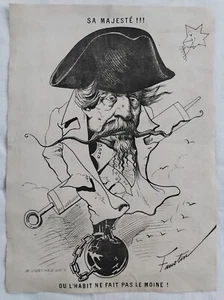 NAPOLEON III FAUSTIN CARICATURE 1870 L'HABIT NE FAIT PAS LE MOINE LITHO R4451 - Picture 1 of 2