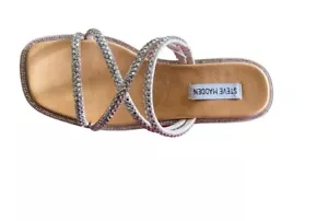 Steve Madden Damengröße 7 Sandalen Slipper silber Strass Gewürz Glitzer Schuhe - Bild 1 von 11