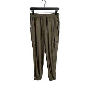 Kiss & Cry Jogger Pants S Juniors Green Pull On Lounge Tapered Stretch Knit - Picture 1 of 5