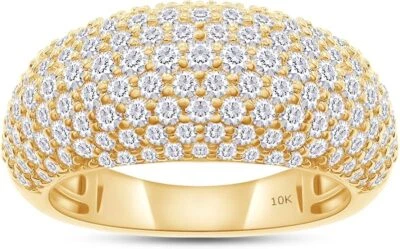 1.65ct Lab Grown Diamond Chunky Dome Ring for Women in 10K Solid Gold - Image 1 of 4