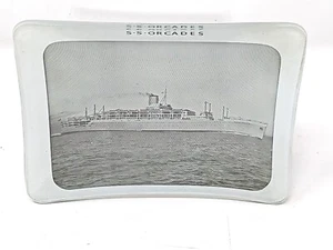 50er Jahre Orient Line ORKADEN Souvenir Glas Pin Schale mit fotografischem Portrait - Bild 1 von 1