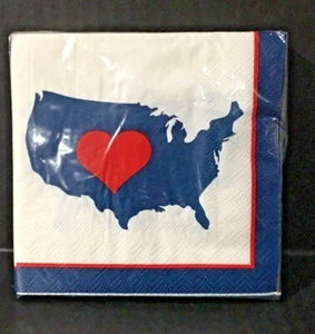 Fourth of July Red White Blue Napkins Celebrate It 9.8" x 9.8" 24 pc New - Picture 1 of 2