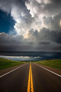 Storm Photography Print - Picture of Supercell Thunderstorm Over Road in Kansas - Picture 1 of 3