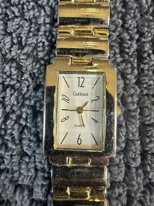 Vintage Timex Carriage Watch Rectangular Dial Silver and Gold Tone New Battery - Picture 1 of 4