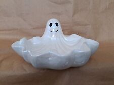 Vintage WCL Ceramic Ghost Halloween Candy Dish Iridescent Bowl 8"x 8"