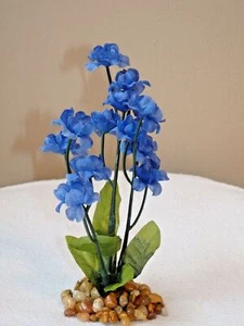 5.5 in. Royal BLUE Soft Silk Baby's Breath Small FLOWER plant, Stone base, Gold - Picture 1 of 5