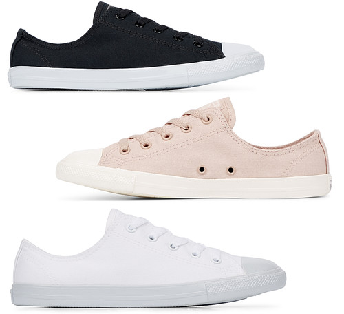Scarpe da ginnastica Converse donna top basso tela delicate lucide glitter nero bianco beige