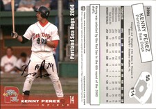 Kenny Perez Signed 2004 Grandstand Portland Sea Dogs  Card Auto AU
