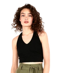 Nuevo con etiquetas Top Halter Acanalado Negro Express One Eleven Recortado Talla XL $24.90 - Imagen 1 de 3