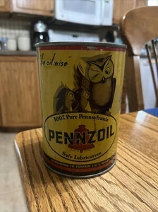 Vintage PENNZOIL MOTOR OIL Owls Quart Can - empty - Picture 1 of 7