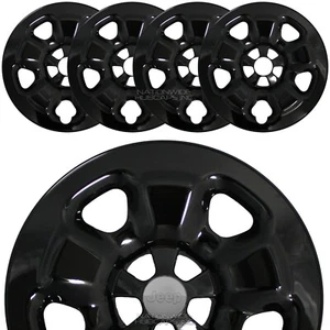 4 for Jeep Cherokee Sport 2014-17 Black 17" Wheel Skins Hub Caps Full Rim Covers - Picture 1 of 9