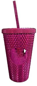 Starbucks Holiday 2022 Hot Pink Diamond Studded Tumbler Grande 16oz HARD TO FIND - Picture 1 of 2