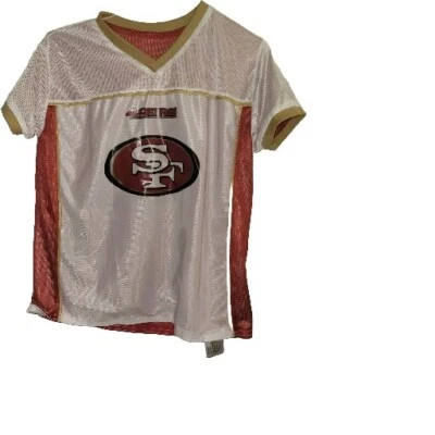 Camisa de futebol San Francisco 49ers bandeira reversível juvenil GG AsIs marcas de manchas - Imagem 1 de 4
