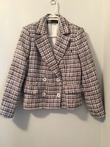 Zara Textured Double Tweed Breasted Blazer Large New - Picture 1 of 24