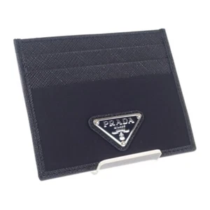PRADA Re-Nylon x Saffiano Leather Card Case Nylon Black Unisex TGIS - Picture 1 of 9