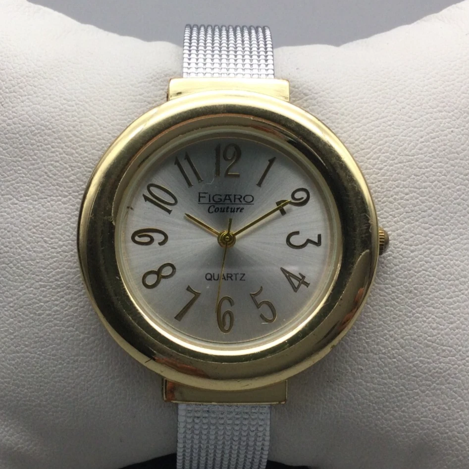 Reloj Figaro Couture Mujer 36mm Tono Plateado Dorado Puño Abierto Batería Nueva Foto 1 de 4