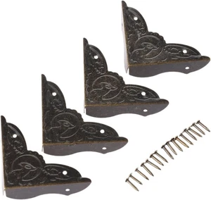 dophee 4 Pack Vintage Corner Protectors, 1.54"x1.54"x0.39" Antique Bronze  - Picture 1 of 8