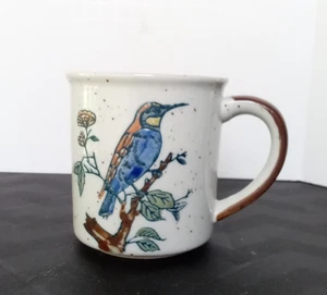 Steinzeug gesprenkelte Keramik Becher Vogel auf einem Ast - Bild 1 von 8
