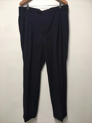 Kirkland Signature Men 38x32 Dress Pants Blue Pleated Cuffed 100% Wool Italy - Image 1 of 4