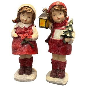 Set Of 2 Vtg.Christmas/Holiday Boy & Girl Dressed In Red & White Valerie Parhill - Picture 1 of 11