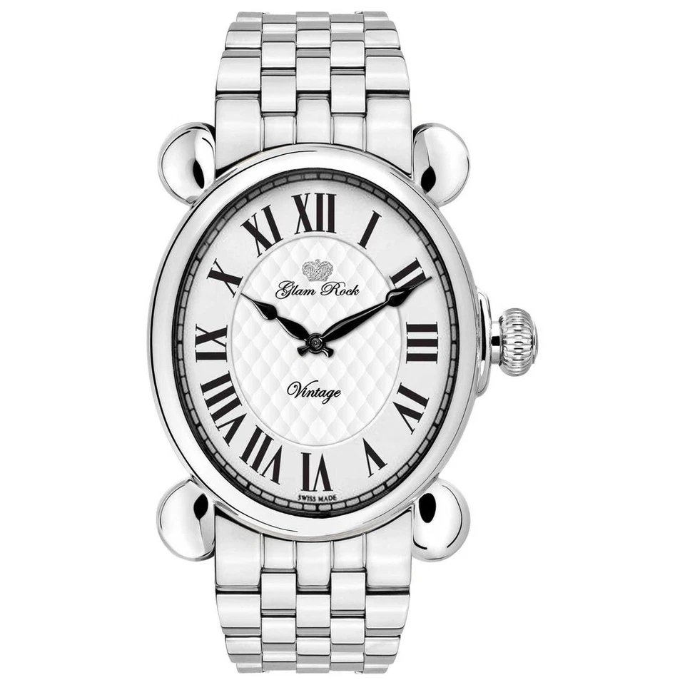 Glam Rock Women's Vintage Swiss Made Silver Quartz 40mm Watch GR28033 - image 1 of 1