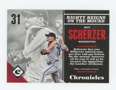2017 Panini Chronicles Righty Reins #28 Max Scherzer - Image 1 of 2