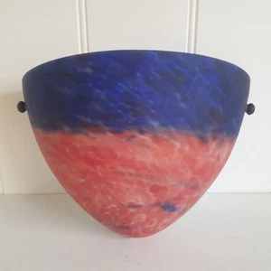 Vintage Blue & Red Mottled Cased Art Glass Wall Uplighter Light Fitting - Picture 1 of 20