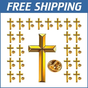 Versatile Gold Cross Lapel Pins - Ideal for Baptisms, Weddings, and Church - Picture 1 of 9