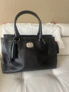 Bolso de Mano COACH Negro Legacy Chelsea Cuero Grande Plateado Herrajes 25365 - Imagen 1 de 7