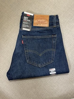 LEVI'S Pantalones de mezclilla Levis 501 ajustados calce cónico para hombre Runaway Train azul - estilo de mezclilla