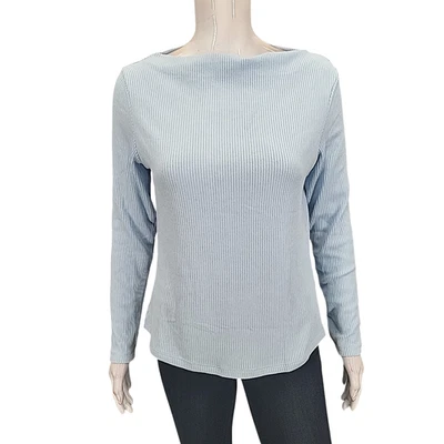 Camiseta Pulôver Banana Republic Feminina Tamanho Médio Azul com nervuras Manga Longa - Imagem 1 de 4