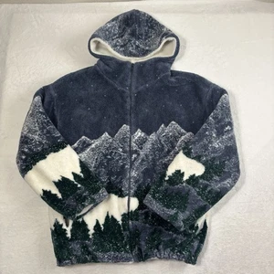 Vintage Country Woods durchgehender Reißverschluss Berg Schnee Fleece Hoodie Jacke Herren Small - Bild 1 von 9