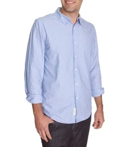 Herren Club Room blau weiß gestreift 100 % Baumwolle schmale Passform Freizeitshirt - Bild 1 von 5
