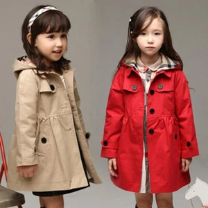 Gabardina Otoño Rompevientos Botón Prendas exteriores Chaquetas Niños Pequeños Bebés Niñas - Imagen 1 de 8