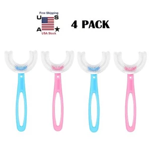 4Pcs U-Shape Toothbrush Baby Oral Care Soft Silicone Brush Cleaning 2-6/6-12 Kid - Picture 1 of 21