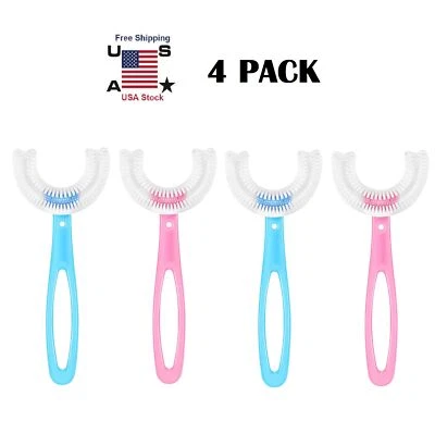 4Pcs U-Shape Toothbrush Baby Oral Care Soft Silicone Brush Cleaning 2-6/6-12 Kid - Imagem 1 de 4