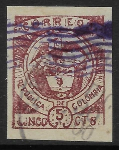 COLOMBIA-CARTAGENA. 1899. 5c Maroon on Greenish. SG: 179. Fine Used. - Picture 1 of 2