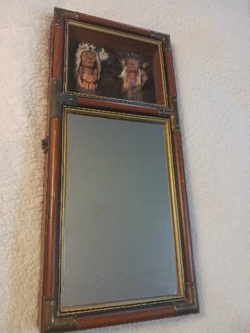 Vintage Native American Wooden Wall Hanging Mirrored Cabinet Cover