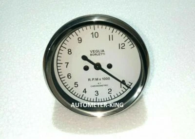 Veglia Borletti Tachometer WHITE FACE DUCATI 12000 rpm 4:1 Replica - Image 1 of 4